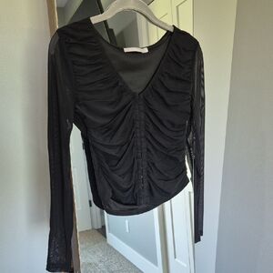 Elegant Black Ruched Women's Top